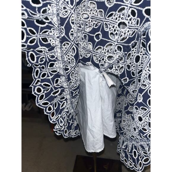 SANDRO Short broderie anglaise dress Navy Women’s - Picture 9 of 14